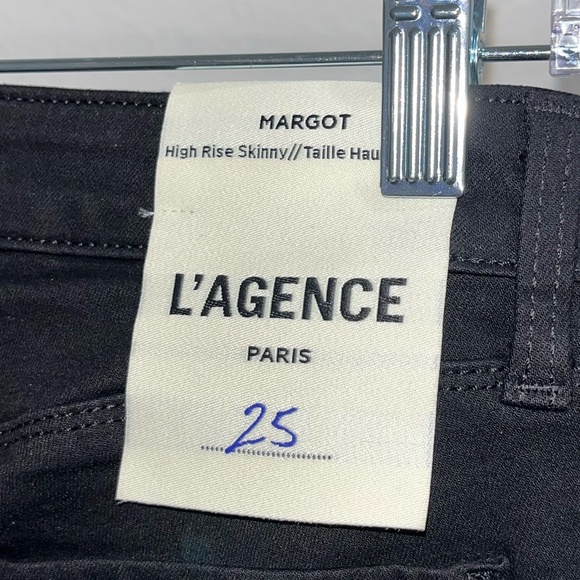 L'AGENCE | Margot Rhinestone Crystal-Stripe High-Rise Skinny Jeans in Black | 25 - Picture 13 of 14